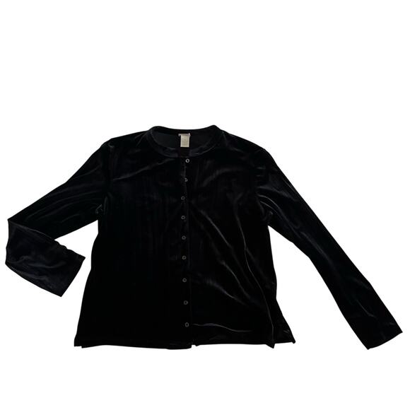 Black Velvet Velour Cardigan Wmn’s M Witchy WhimsyGoth Emo Romantic Grunge - Picture 1 of 8